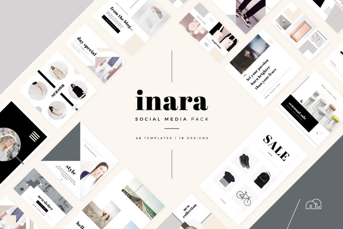 清新文艺的社交广告模板 Inara – Social Media Bundle