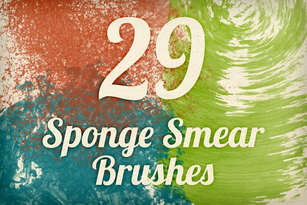 海绵涂抹刷效果 Sponge Smears Brush Pack 1