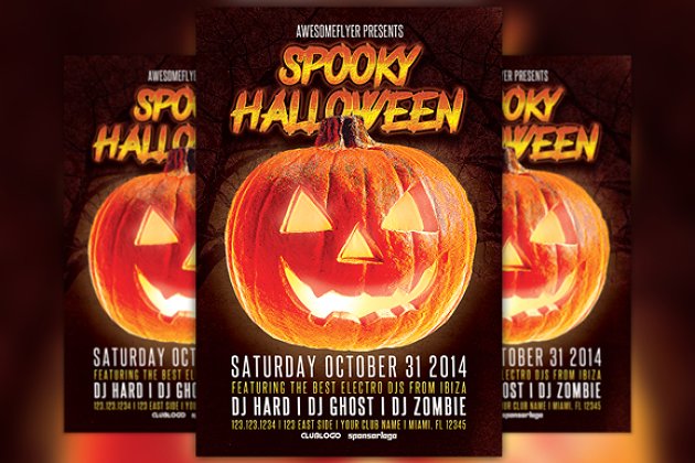 万圣节派对海报模板 Spooky Halloween Party Flyer