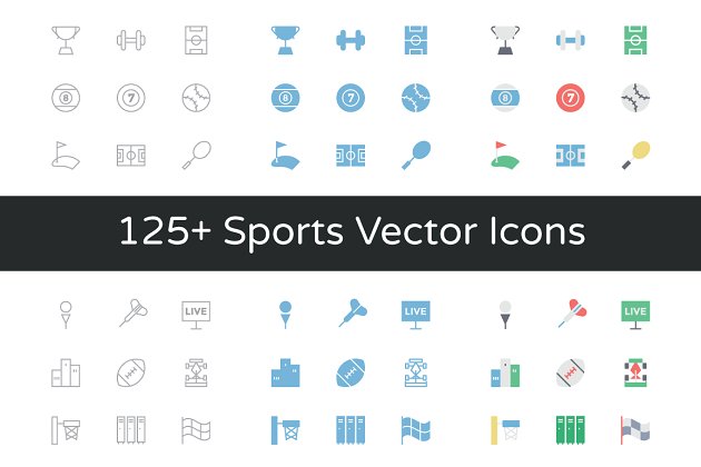 125+体育运动图标 125+ Sports Vector Icons