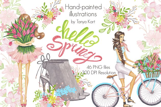 春天手绘素材素材包 Hello Spring Hand-painted Collection