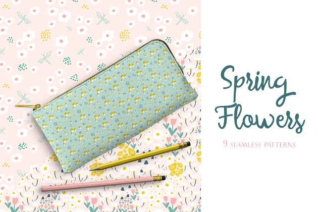 春天的花朵图案集合 Spring Flowers Pattern Collection