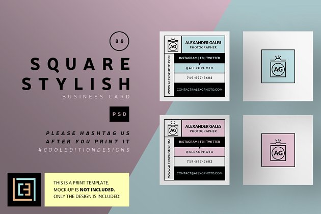 时尚名片模板 Square Stylish – Business Card 88