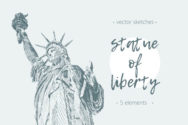 自由女神像的素描 Set of sketches of Statue of Liberty