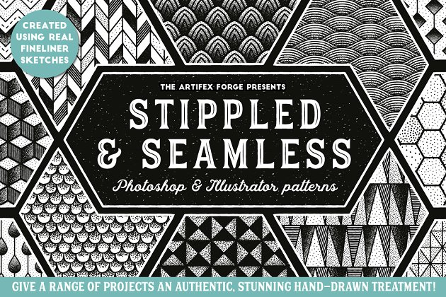 点缀效果的几何图形背景纹理素材 Stippled & Seamless – Patterns