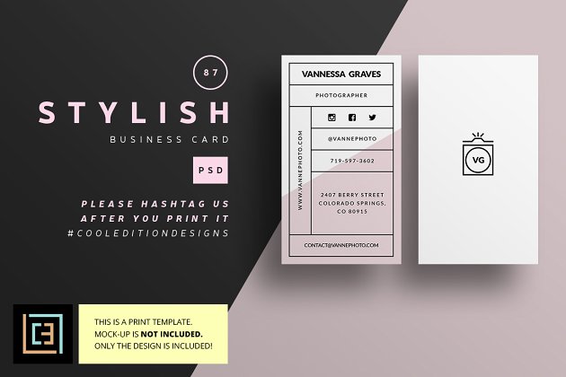时尚的商业名片模板 Stylish – Business Card 87