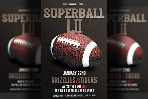 美式橄榄球海报模板 American Football Super Bowl Flyer
