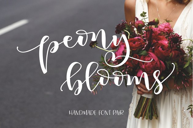 手写个性字体 Peony Blooms Font Duo