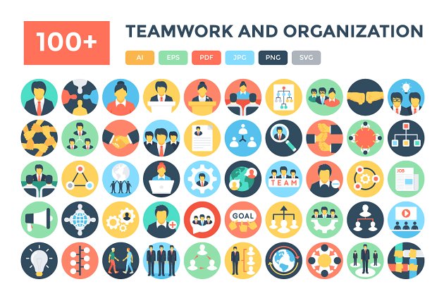 100+ 团队合作与组织相关的图标 100+ Teamwork and Organization Icons