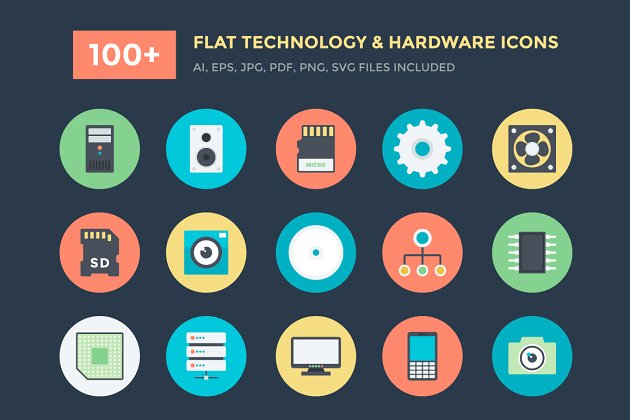 100+技术和硬件图标 100+ Technology and Hardware Icons