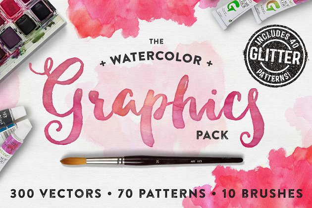 水彩图形素材合集 The Watercolor Graphics Pack