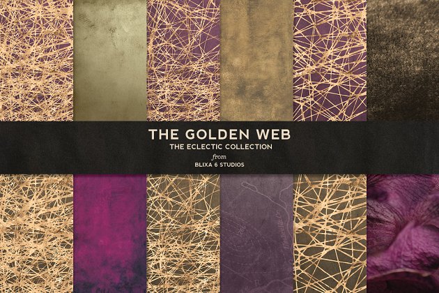金色网络抽象背景纹理素材 The Golden Web: Networked Graphics