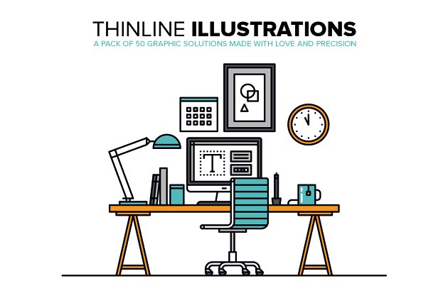 时间管理插画 Thinline Illustrations Collection