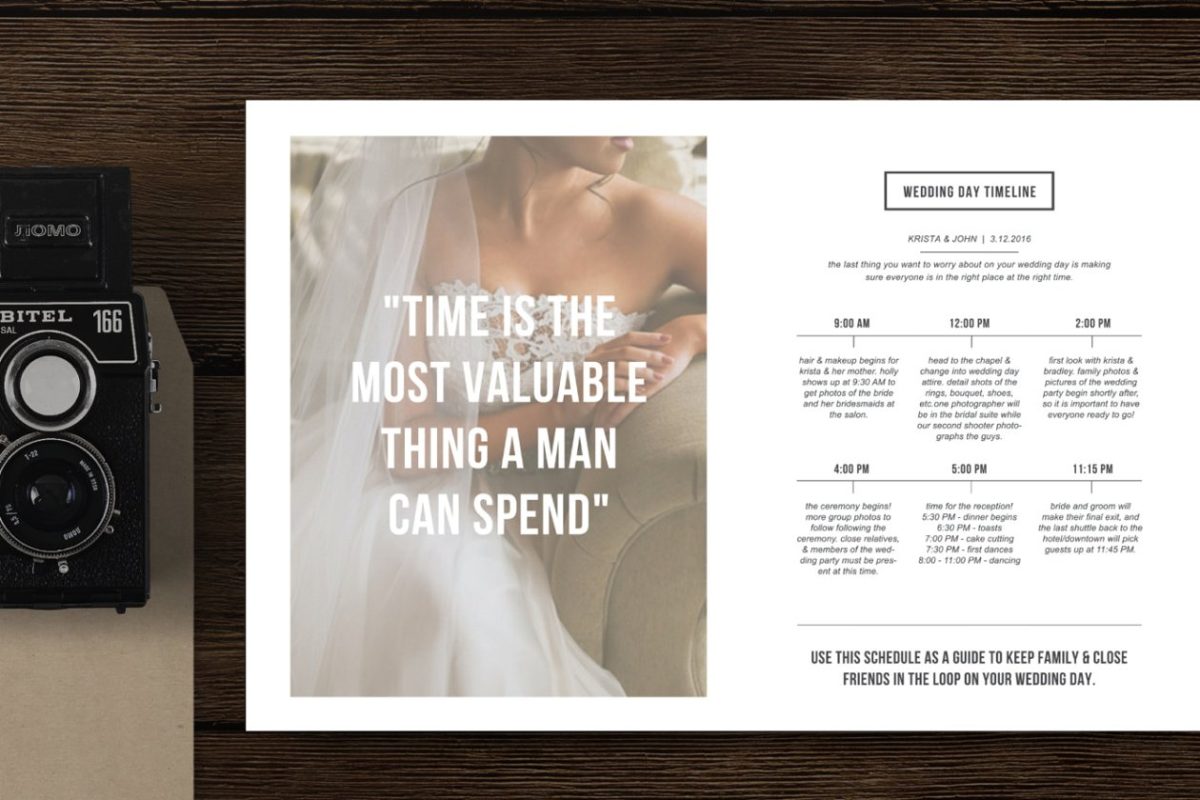 婚礼时间线排版样式 Wedding Timeline Magazine Style
