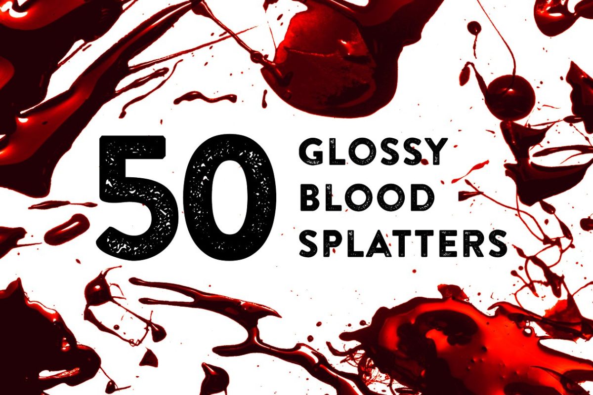 50光泽血液飞溅的笔刷 50 Glossy Blood Splatters