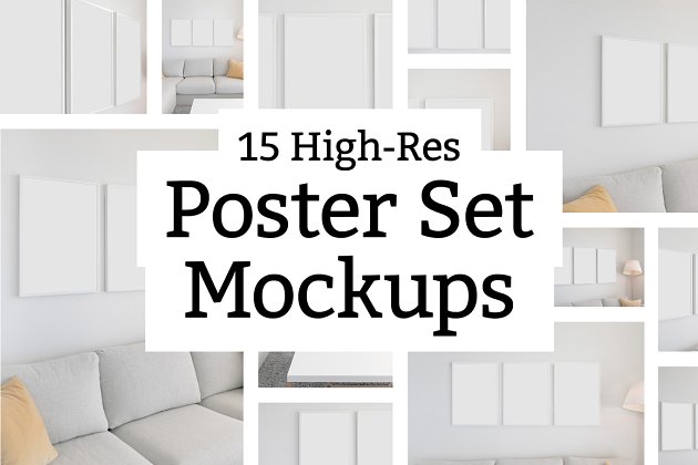 15个海报设计展示样机模型 15 Poster Set Mockups