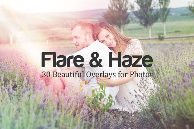 光线效果照片覆盖 Flare & Haze: 30 Overlays for Photos