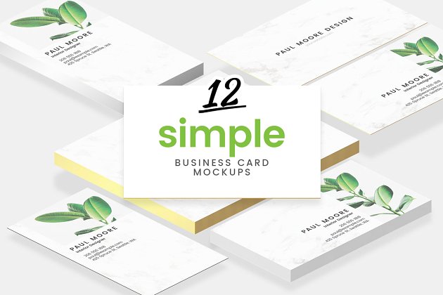 12个简单的商业名片设计展示样机 12 Simple Business Card Mockups