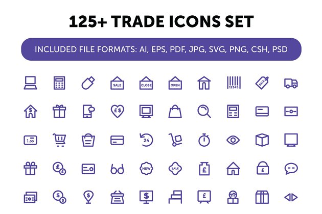 125+贸易图标素材 125+ Trade Icons Set
