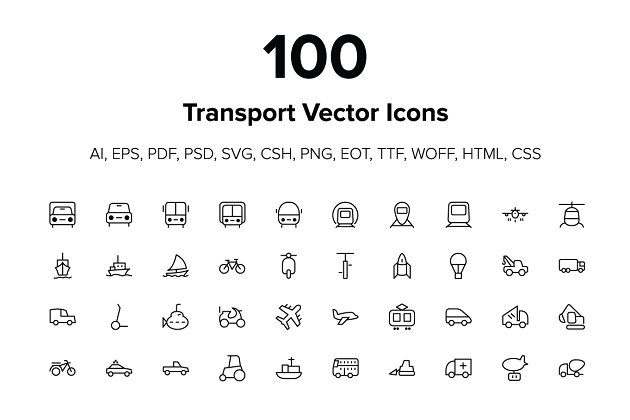 交通工具图标 100 Transport Icons