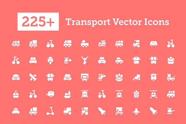 225+运输矢量图标 225+ Transport Vector Icons