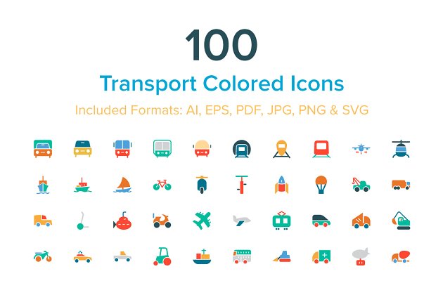 交通工具图标素材 100 Transport Colored Icons