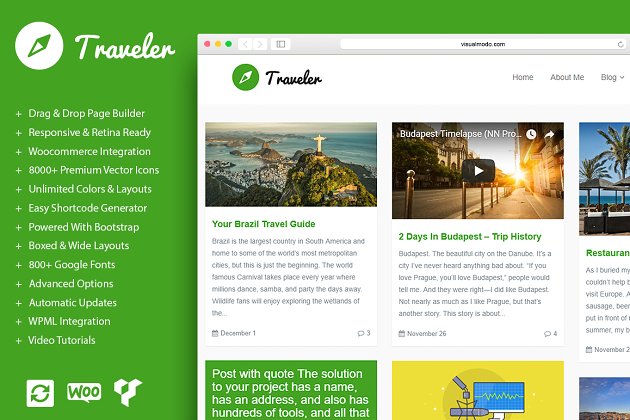 清新的WordPress博客主题模板 Blog WordPress Theme – Traveler