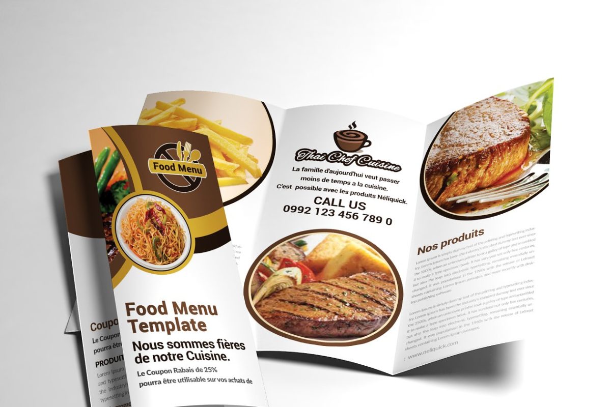 餐厅美食常用三折页模版 Trifold Brochure Restaurant Cafe