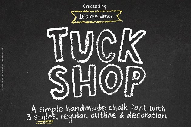 手绘粉笔字体 Chalk font Tuck Shop handmade type