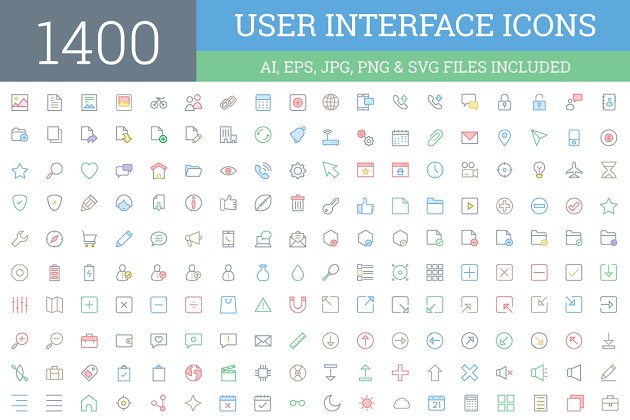 1400个用户界面图标 1400 User Interface Icons