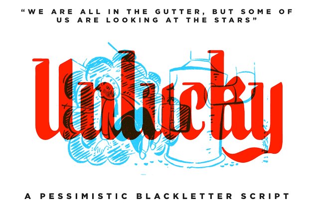 恐怖的字体 Unlucky – BlackLetter Font