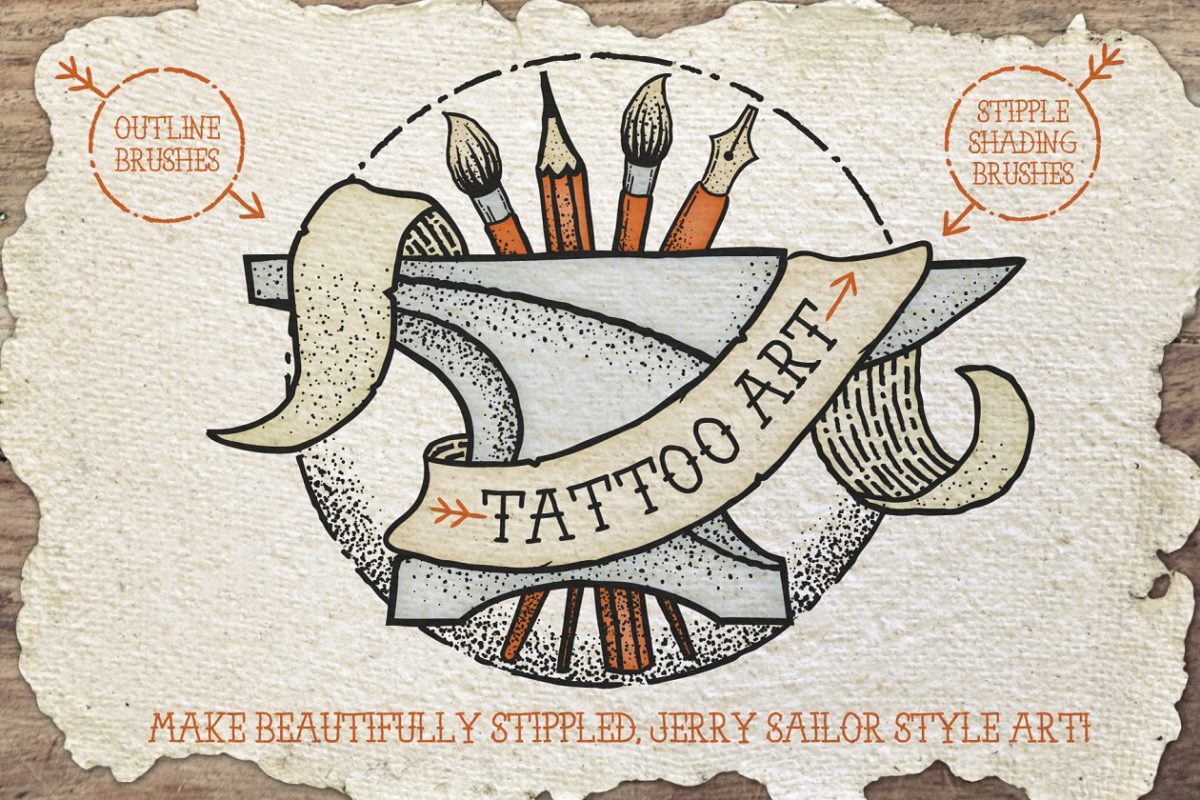 纹身风格的笔刷效果 Tattoo Style Art Brushes