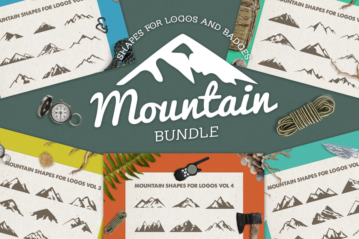 户外山峰logo素材 Mountain Shapes For Logos Bundle