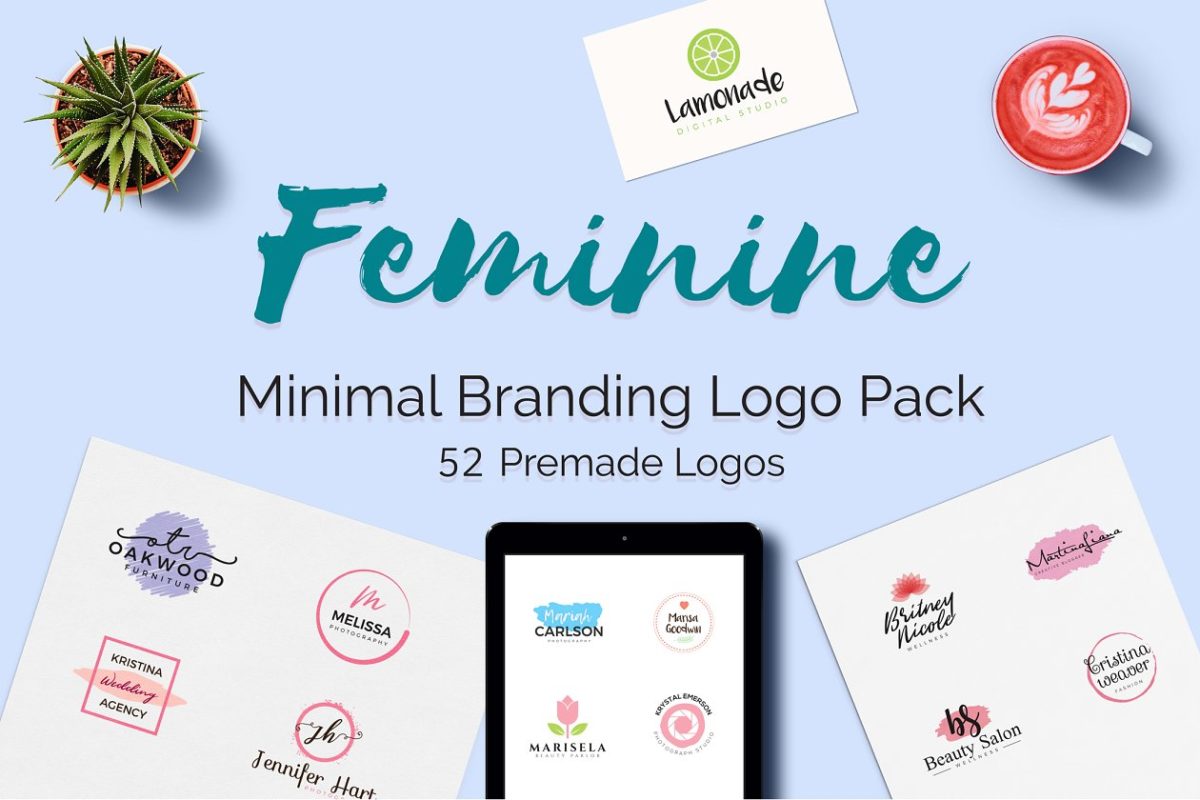 女性极简logo设计素材包 Feminine Minimal Branding Logo Pack