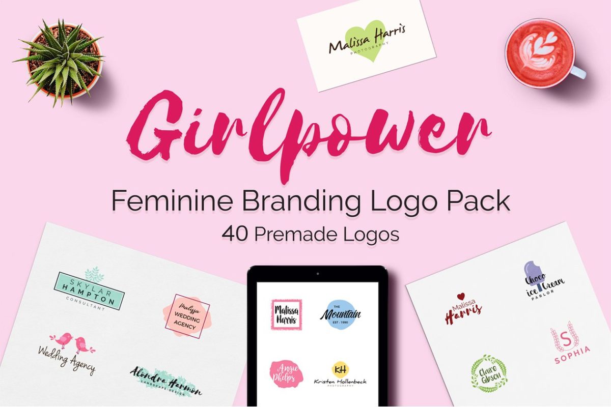 女性品牌logo制作集 GIRLPOWER Feminine Branding Logo Set