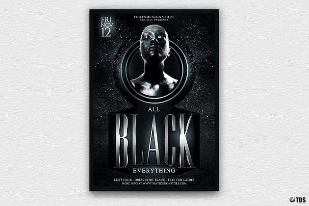 黑色主题海报模版 Black Party Flyer PSD V3