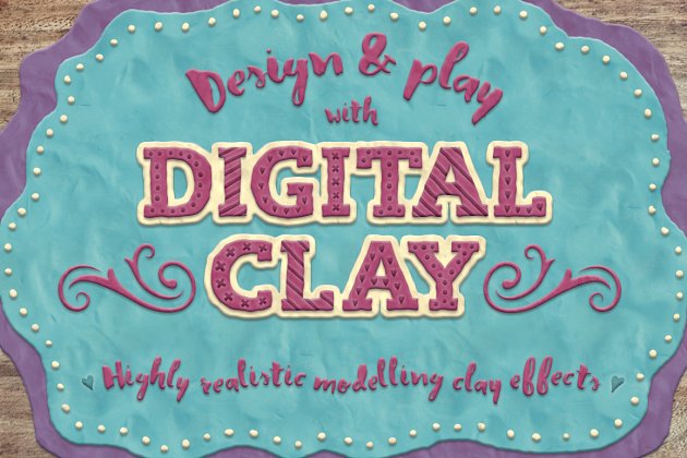 粘土效果的图层样式 Digital Clay- Layer Styles & More