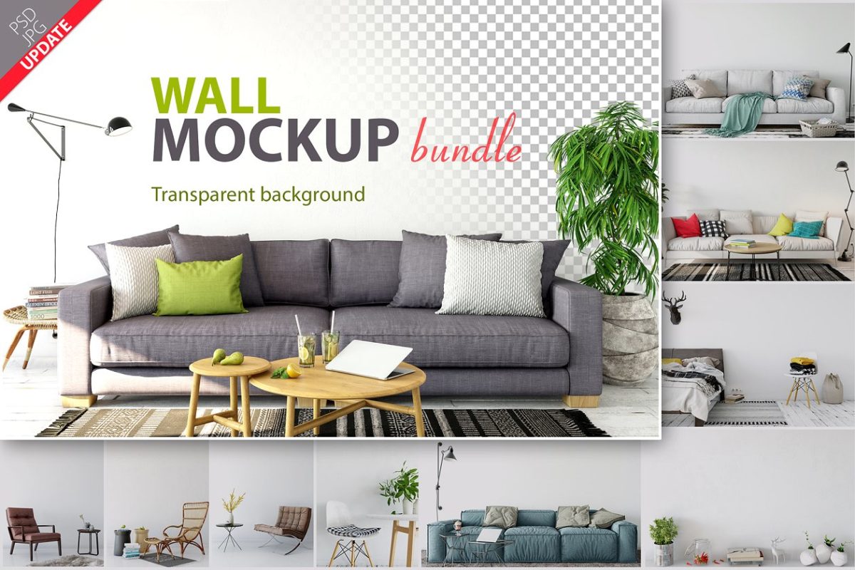室内居家设计样机 Interior Wall Mockup – Bundle Vol. 1