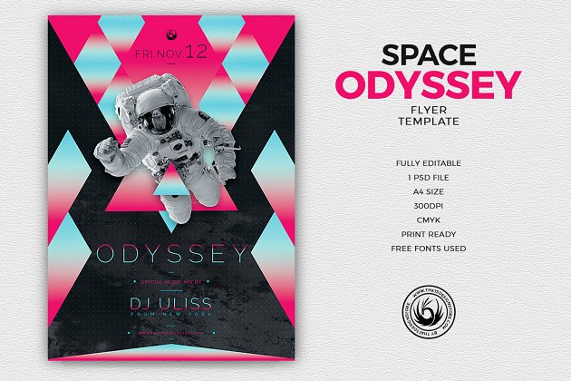 奥德赛传单海报模版 Odyssey Flyer PSD