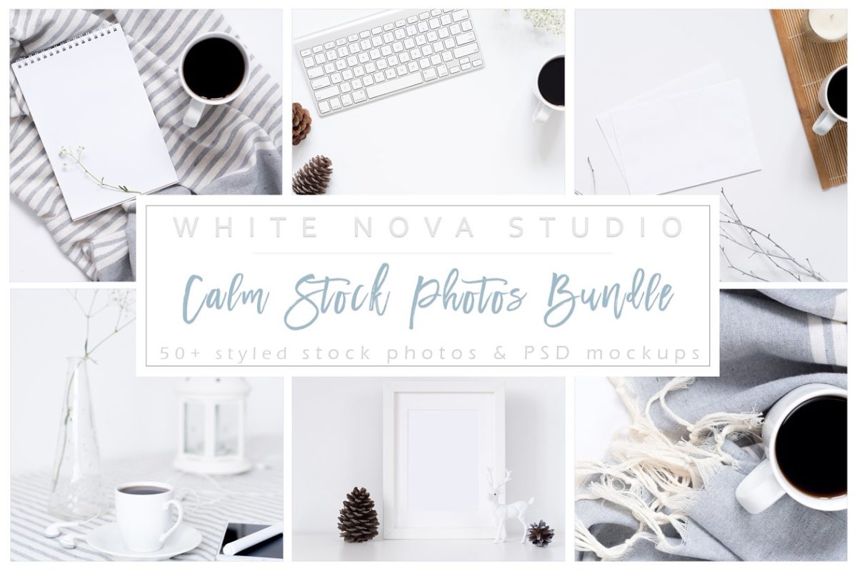 冷色调场景样机 Calm Stock Photos Bundle