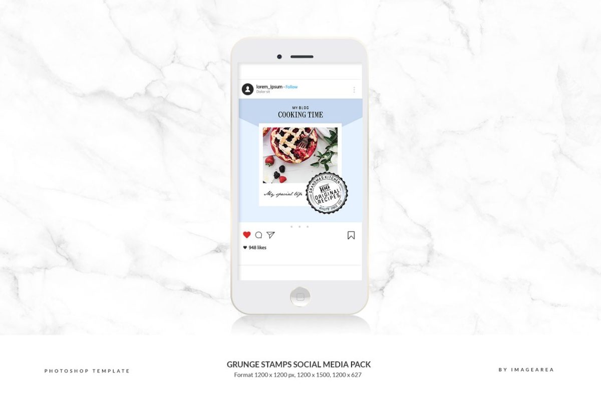 邮票元素的社交媒体广告素材 Grunge stamps Social Media Pack