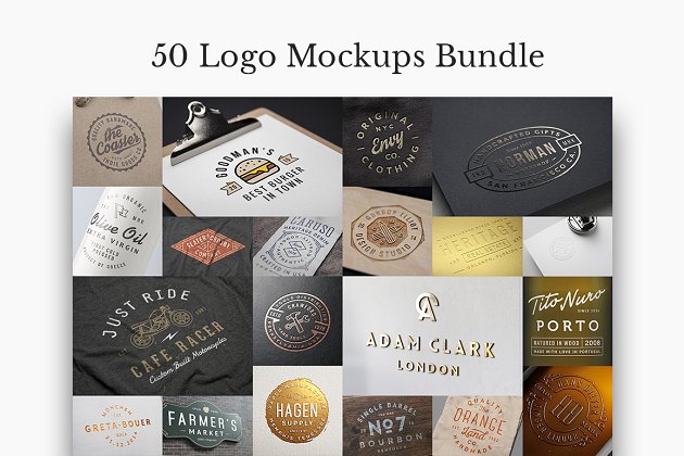 50种LOGO设计展示样机 50 Logo Mock-Ups Bundle