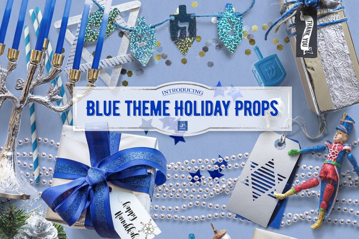 假日和光明节道具蓝色 Holiday & Hanukkah Props in Blue