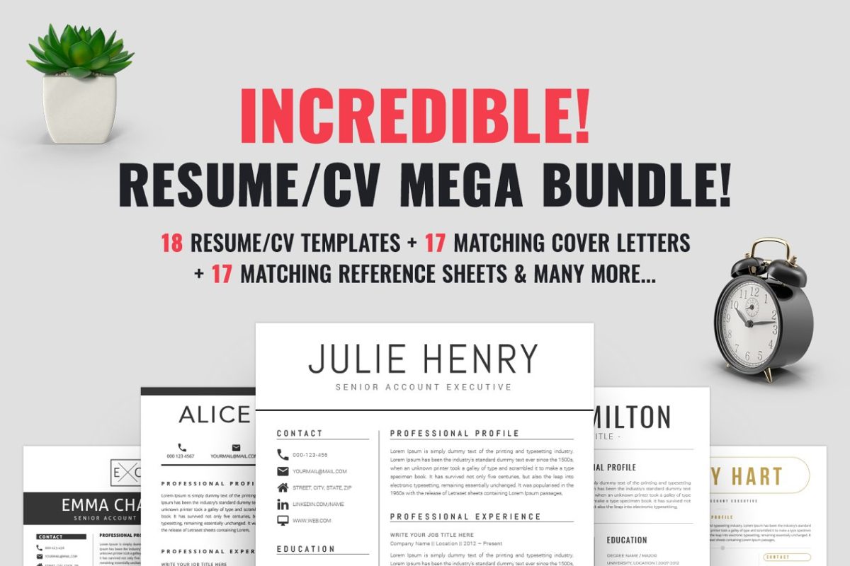 专业多样的简历模板 Resume/CV Mega Bundle