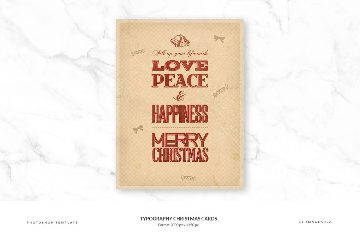 字体圣诞节卡片 Typography Christmas Cards