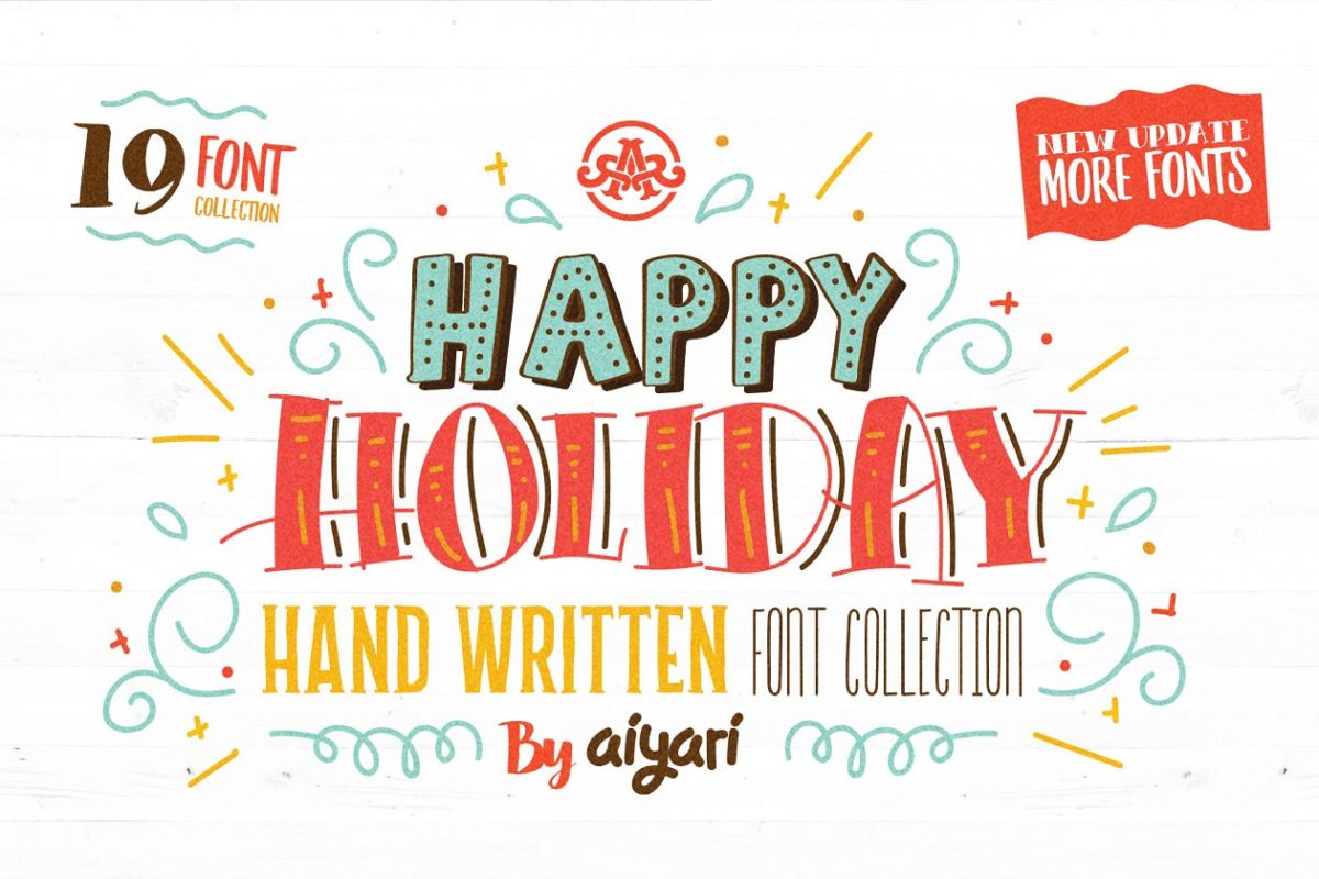 假日手绘字体集 Holiday Handwritten Font Collection