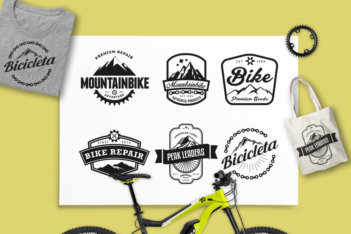 经典logo素材模板 Mountain Bike Retro Badges