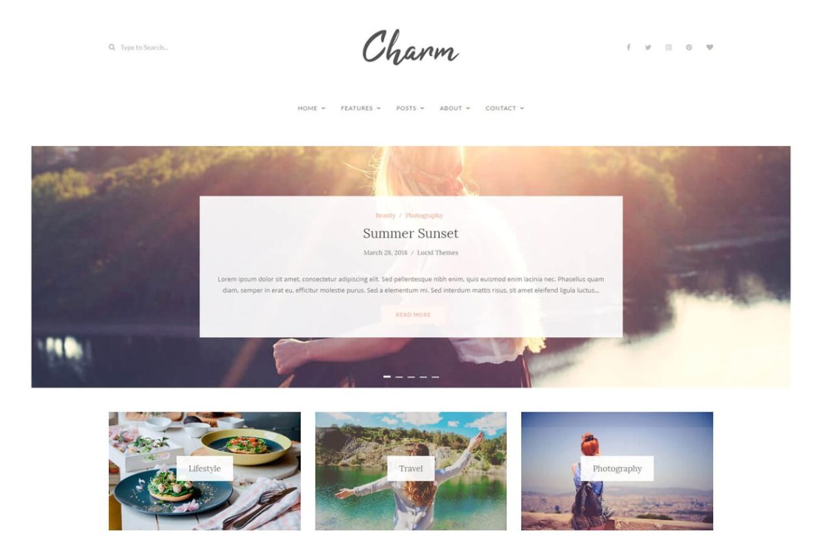 博客皮肤主题模板 Charm – WordPress Blog Theme