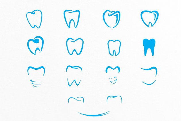 牙齿形状护理标志 Tooth Shapes For Dental Care Logos