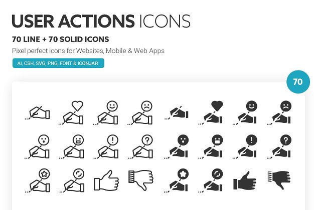 用户行为的图标套装 User Actions Icons